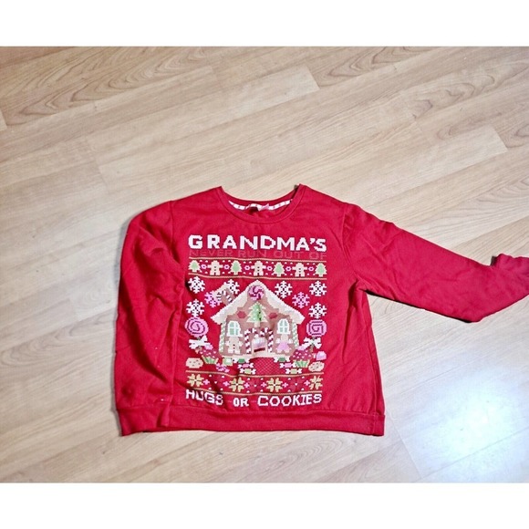 Holiday Time Womens Plus Red Grandmas House Christmas Pullover Sweatshirt Top xL - Picture 2 of 4